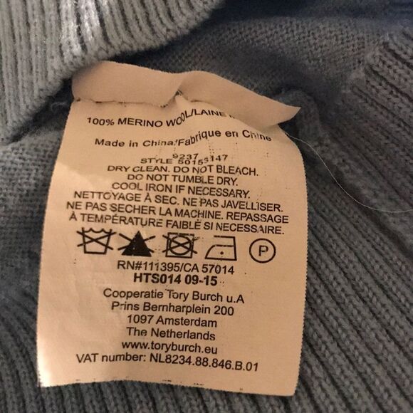 Tory Burch Simone Goblin Blue Wool Long Cardigan Medium - Picture 12 of 14